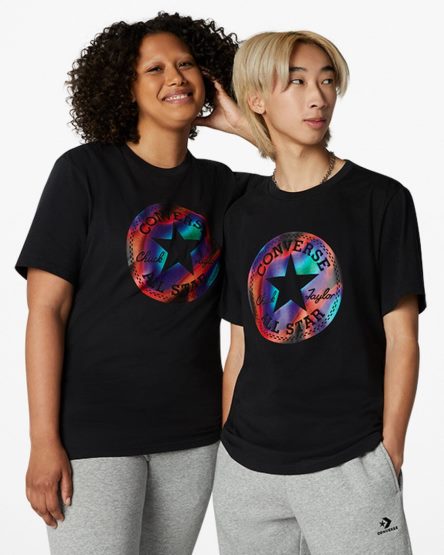 Women's Converse Go-To Chuck Taylor Patch Heat Map Standard Fit T-Shirts Black | AU C1850N